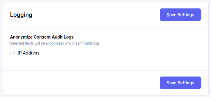 Consent Audit Log setting