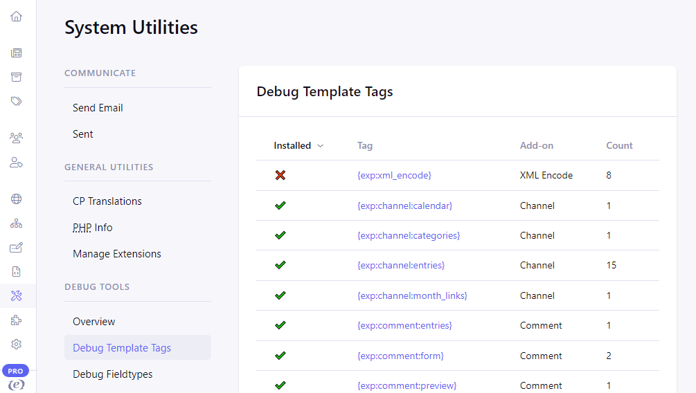 Debug Template Tags