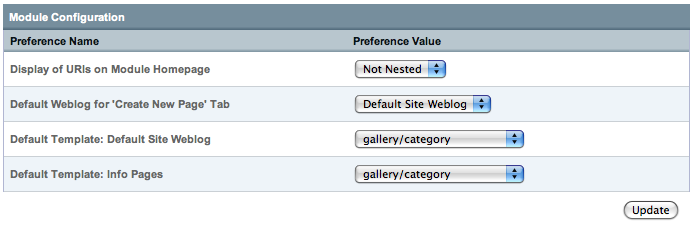 Pages Module Configuration
