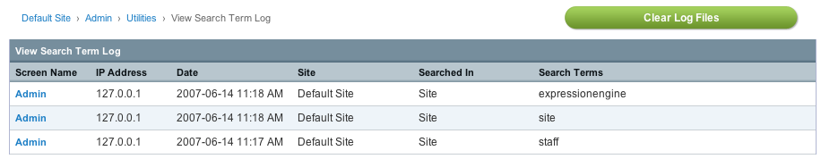 Search Term Log Search Terms Log