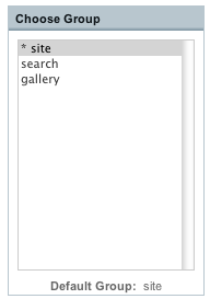 Template Group Selection screen Template Group Selection screen