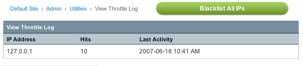 View Control Panel Log Throttle Log