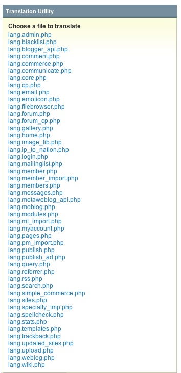 Translation Utility main screen Translation Utility main screen