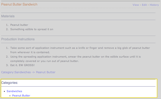 If an article has categories you can display them beneath the article.