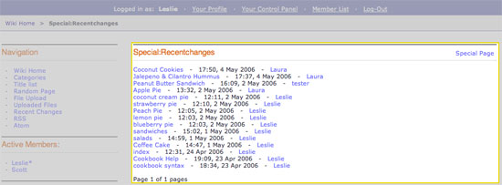 Displays the Wiki's Special Recent Changes page.