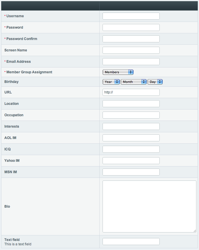 Member Registration Page