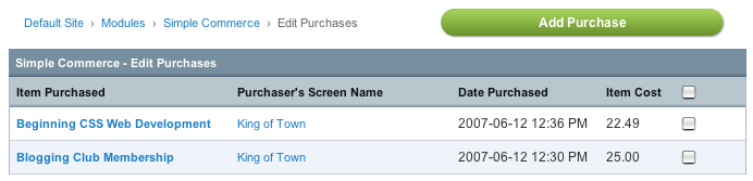 Simple Commerce Purchase Management