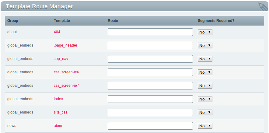 Template Route Manager